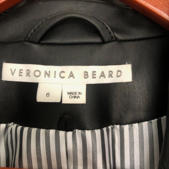 Fabulous Veronica Beard Faux Leather Hollis 3/4 Sleeve Jacket - Picture 3 of 7